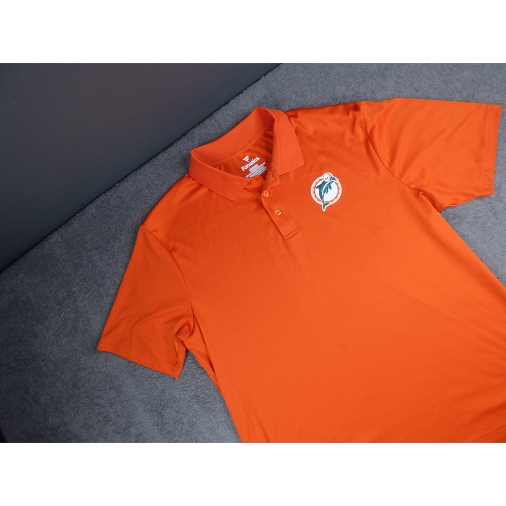 Fanatics Miami Dolphins Polo Shirt Mens XL Orange Short Sleeve NFL Football